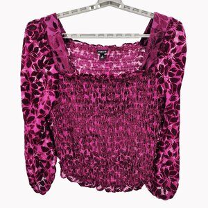 Torrid Size 2 2XL Smocked Velvet Floral Long Sleeve Blouse Top Women